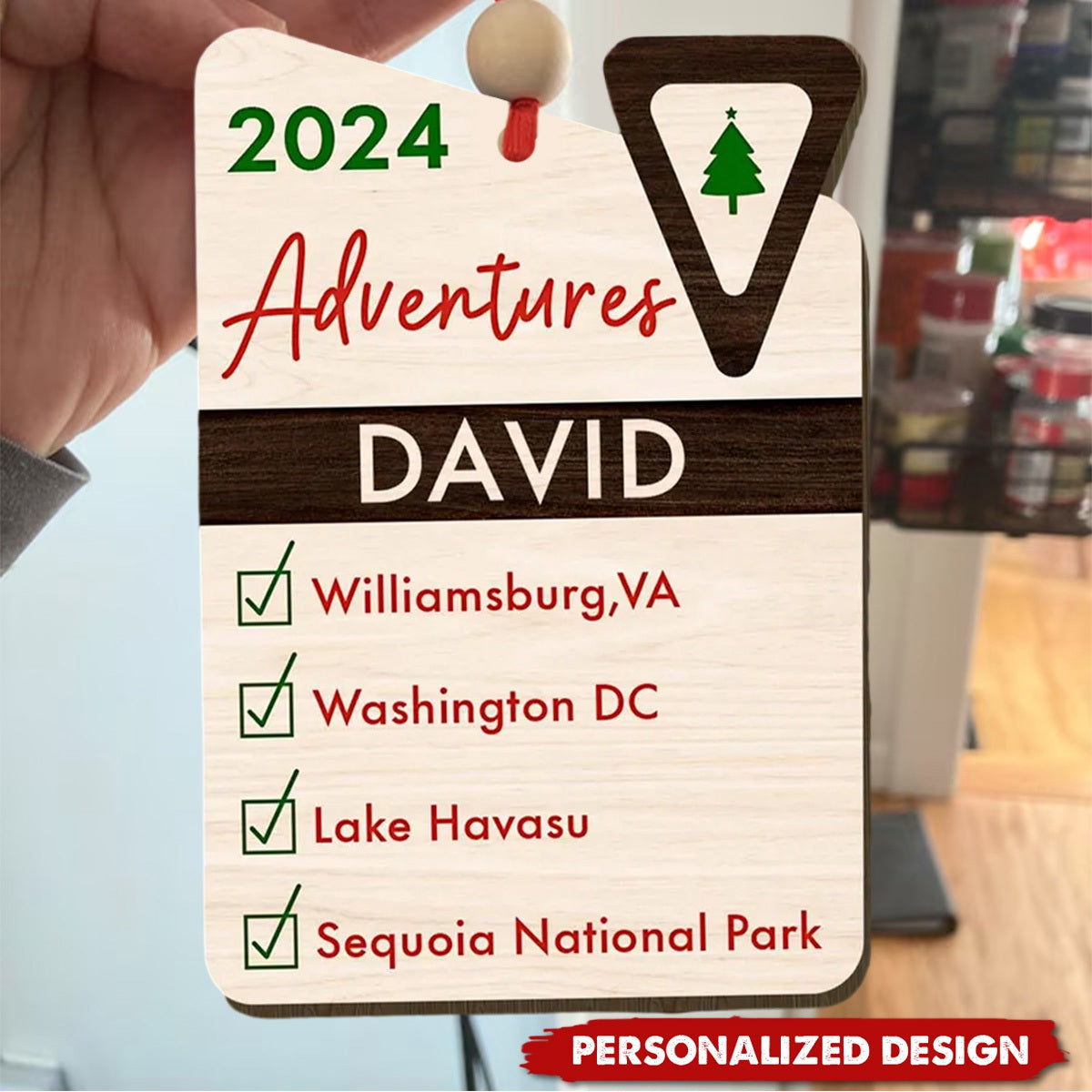 Personalized Adventure List Christmas Ornament, Travel Ornament, National Park Ornament