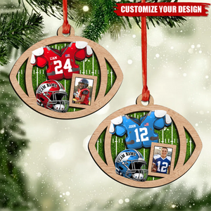Custom Photo Football 2 Layer Wood Ornament,Keepsake for Football Players