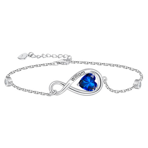 Memorial Personalized Sterling Silver Bracelet With Heart Birthstone
