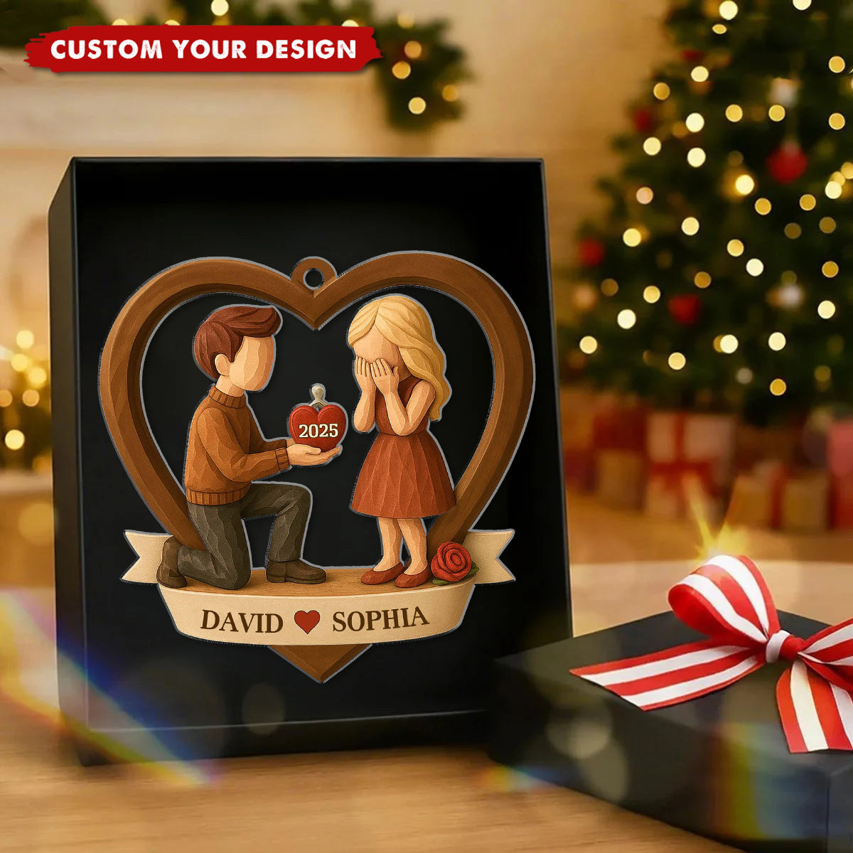 Personalized Couple Marriage Proposal Ornament, Engagement Gift