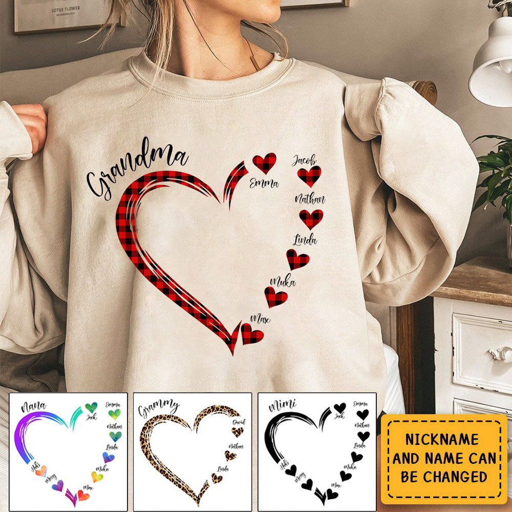 Colorful Heart Grandma Mom Kids Personalized Sweatshirt