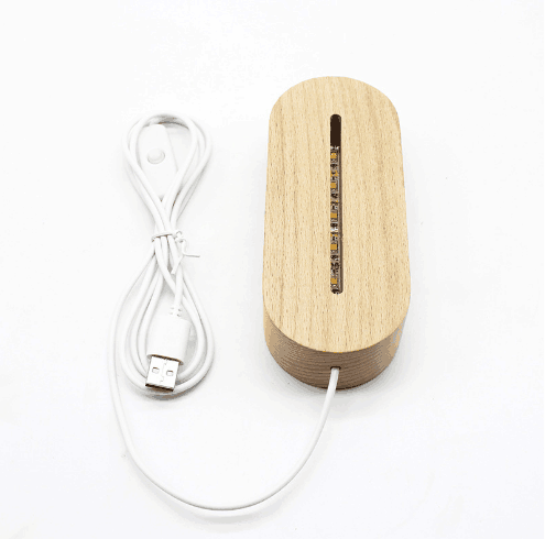 LED Night Light Lamp Wooden Base