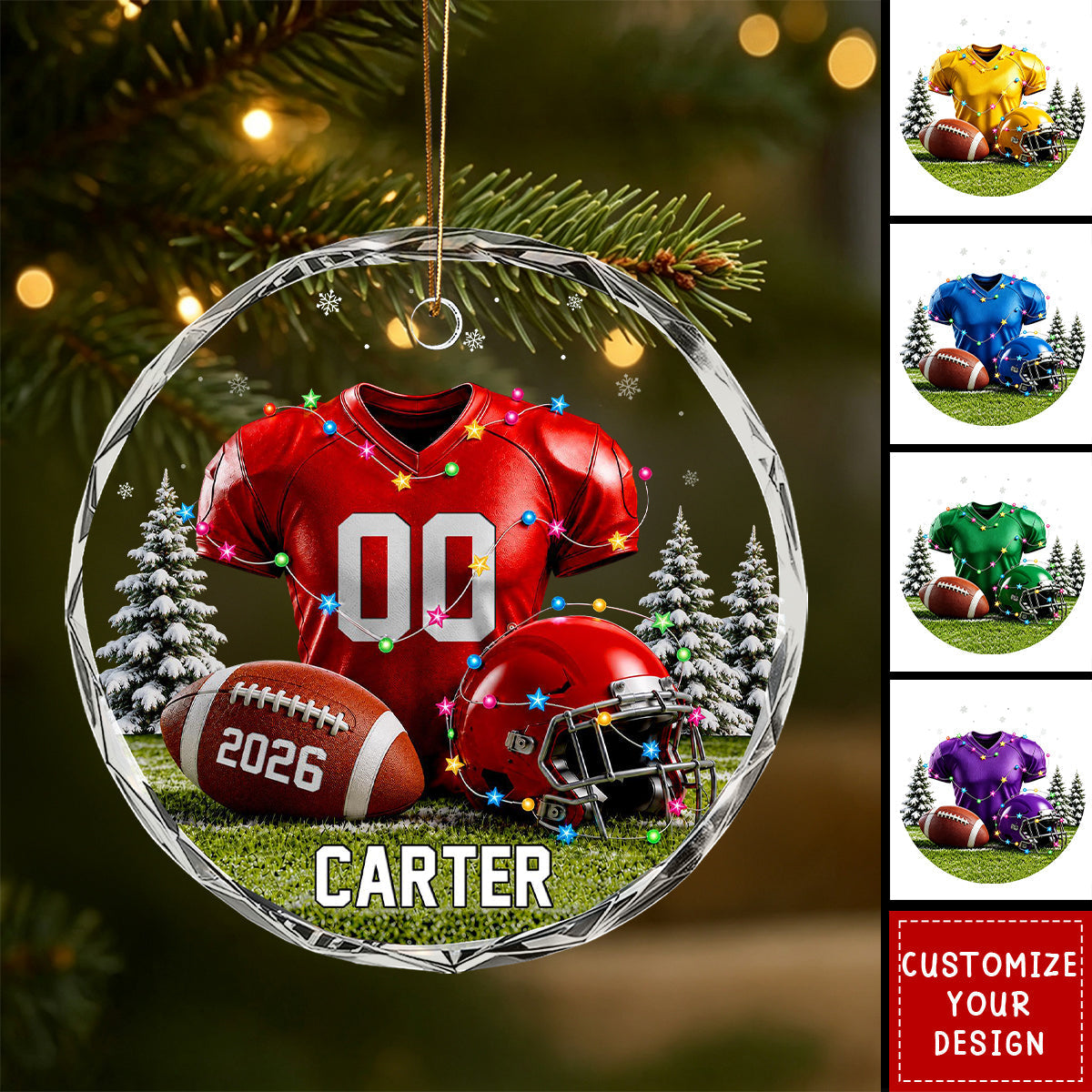 Personalized Football Ornament, Custom Jersey & Helmet Gift
