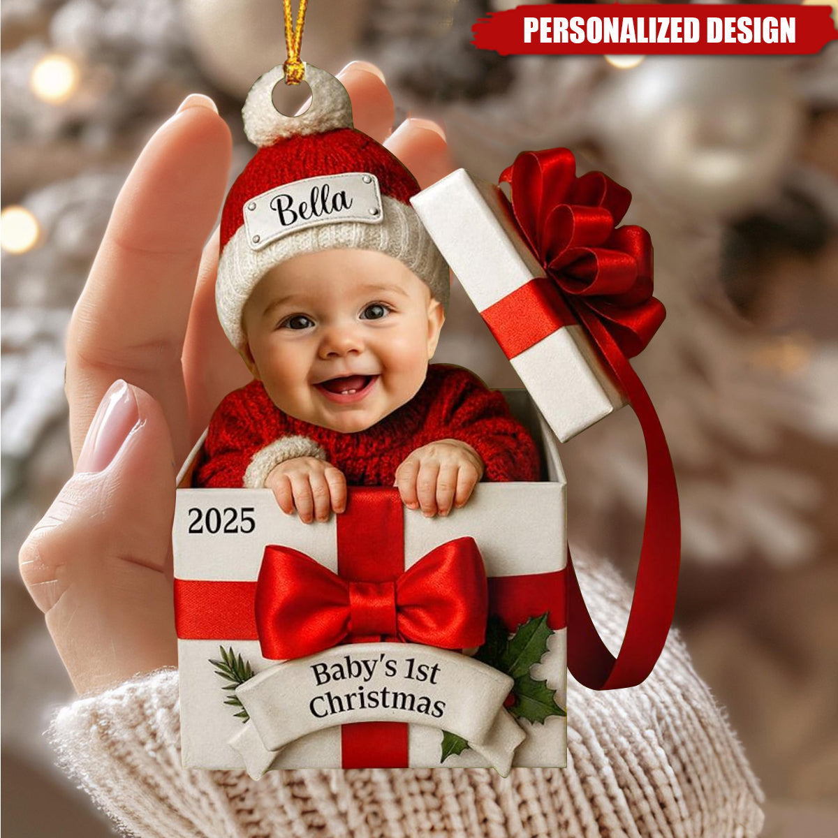 Personalized Baby Photo Christmas Gift Box Ornament