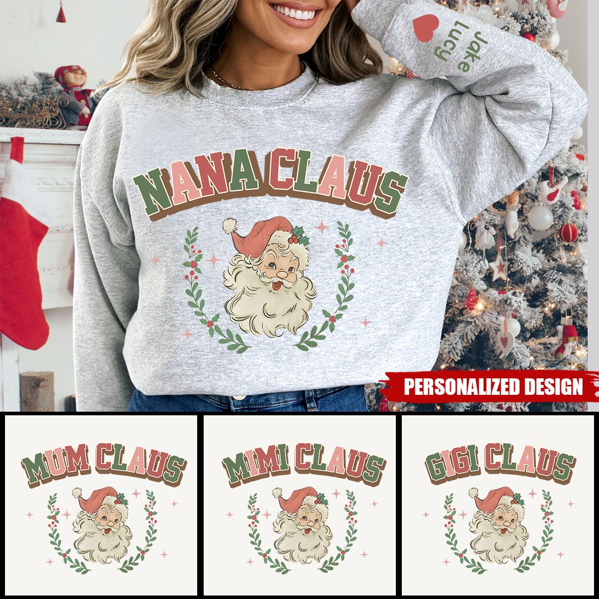 Christmas Grandma Claus Personalized Sweatshirt