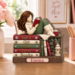 Personalized Just A Girl Who Loves Books Plaque, Bookish Christmas Gift for Her