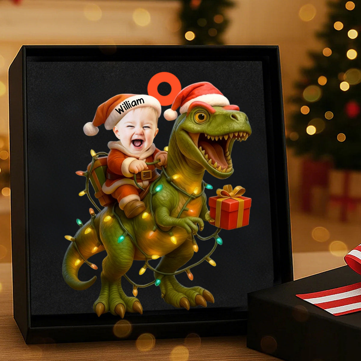 Custom Baby Photo Dinosaur Ornament