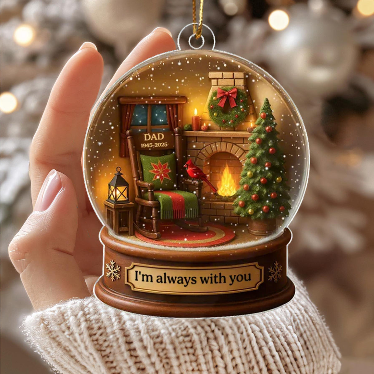 Christmas In Heaven, Snow Globe 3D Effect Personalized Ornament