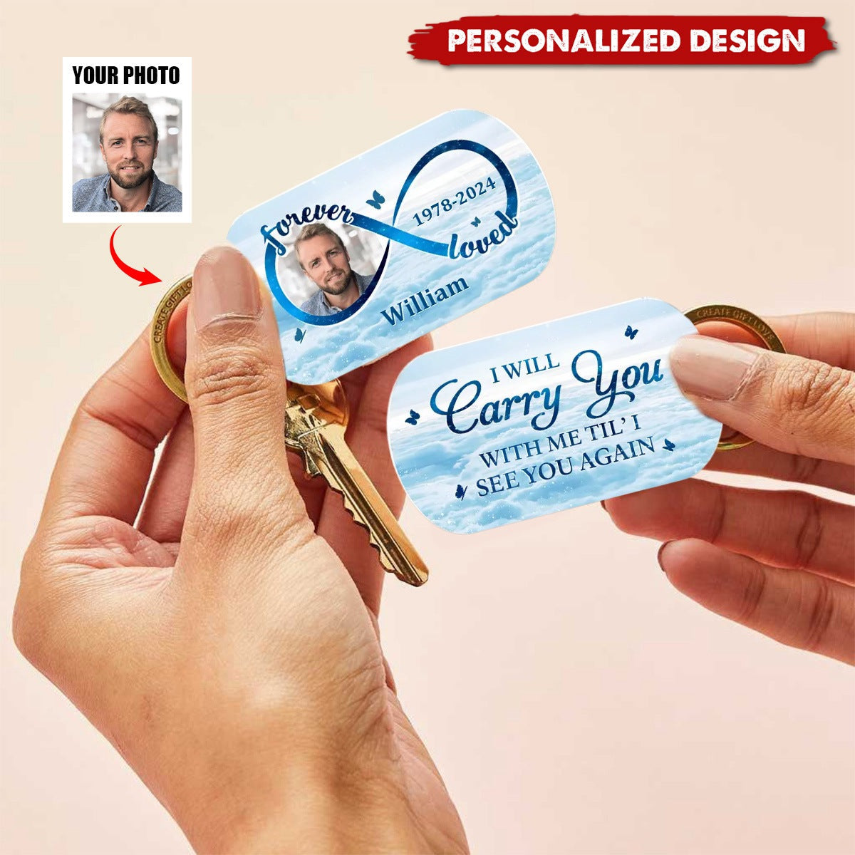 I Will Carry You With Me-Personalized Upload Photo Keychain