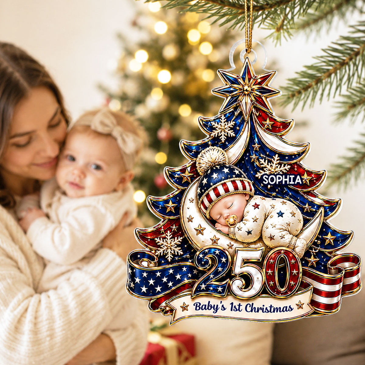 American 250th Anniversary Baby First Christmas - Personalized Ornament