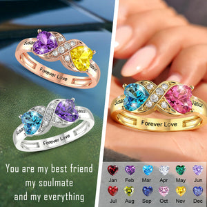 Personalized Birthstone & Name Infinity Promise Ring For Couple