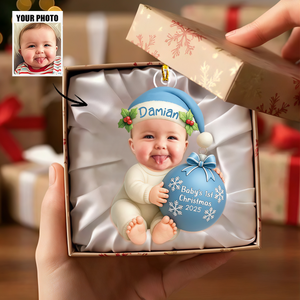 Baby's 1st Christmas Gift - Custom Photo Ornament