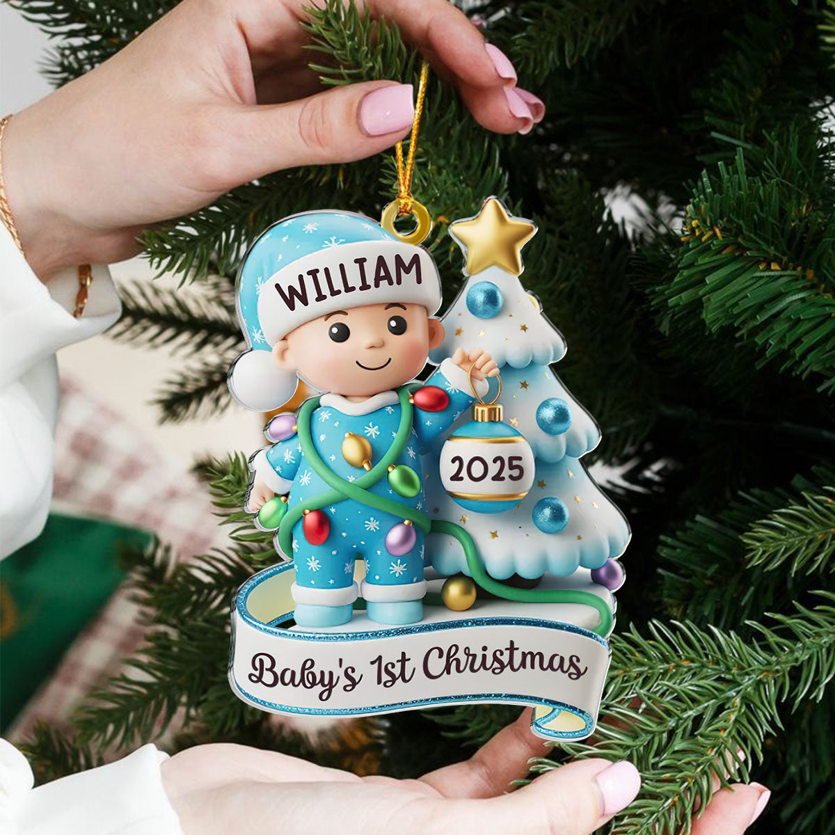 Personalized Christmas Newborn Baby Shower Ornament