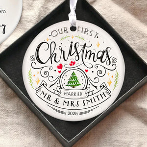 Our First Christmas - Custom Newlywed Ceramic Ornament