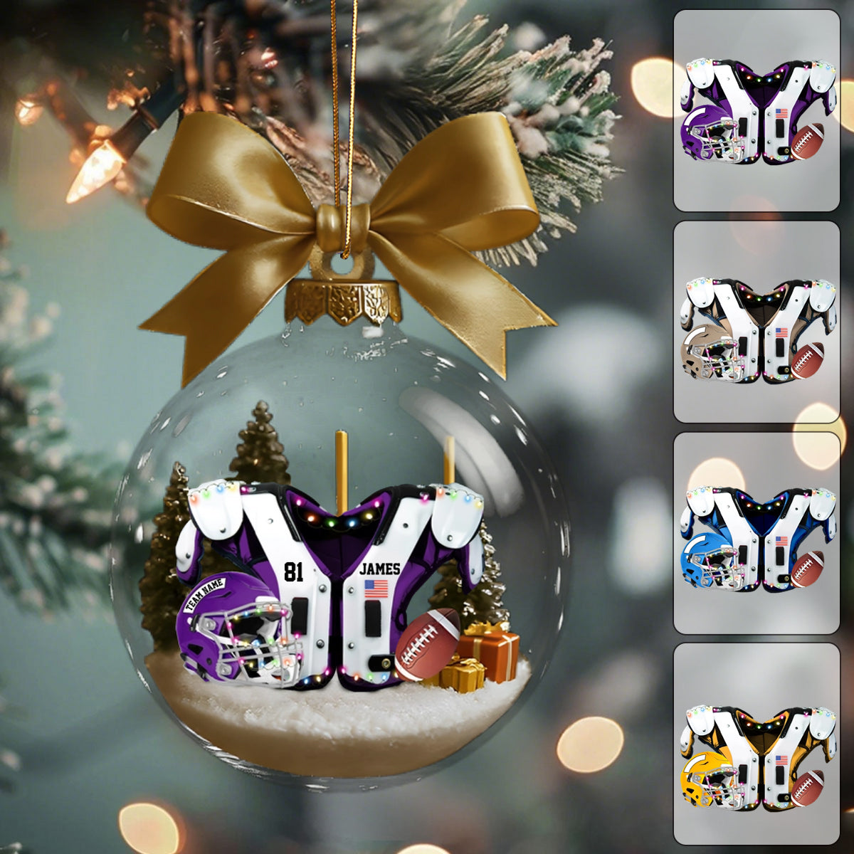Personalized American Football Christmas Ornament