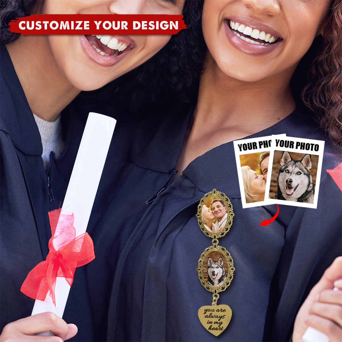 Memorial Custom Photo  Lapel Pin - Personalized Boutonniere Photo Charm