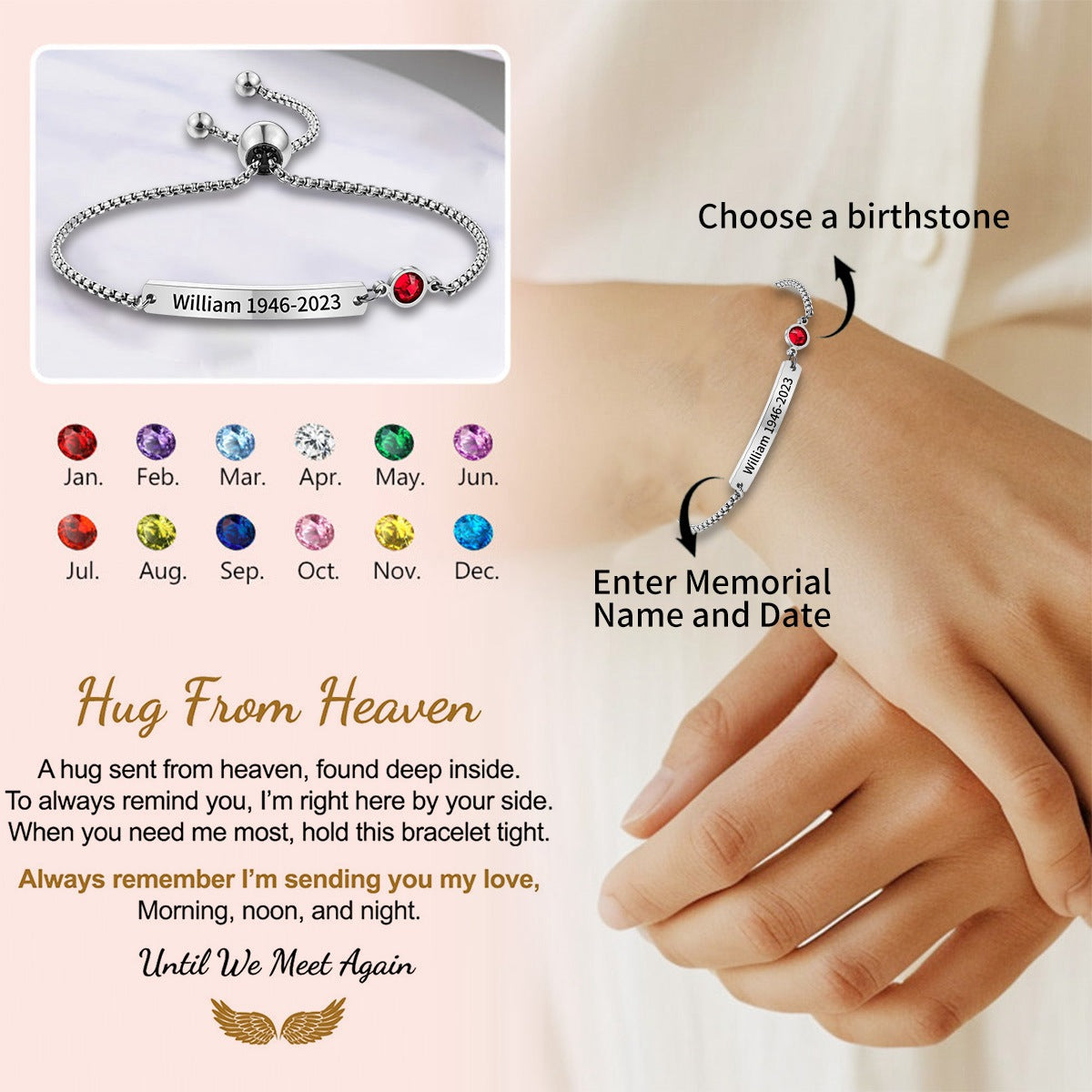 Personalised Birthstone Bracelet, In Loving Memory Of Your Beloved One