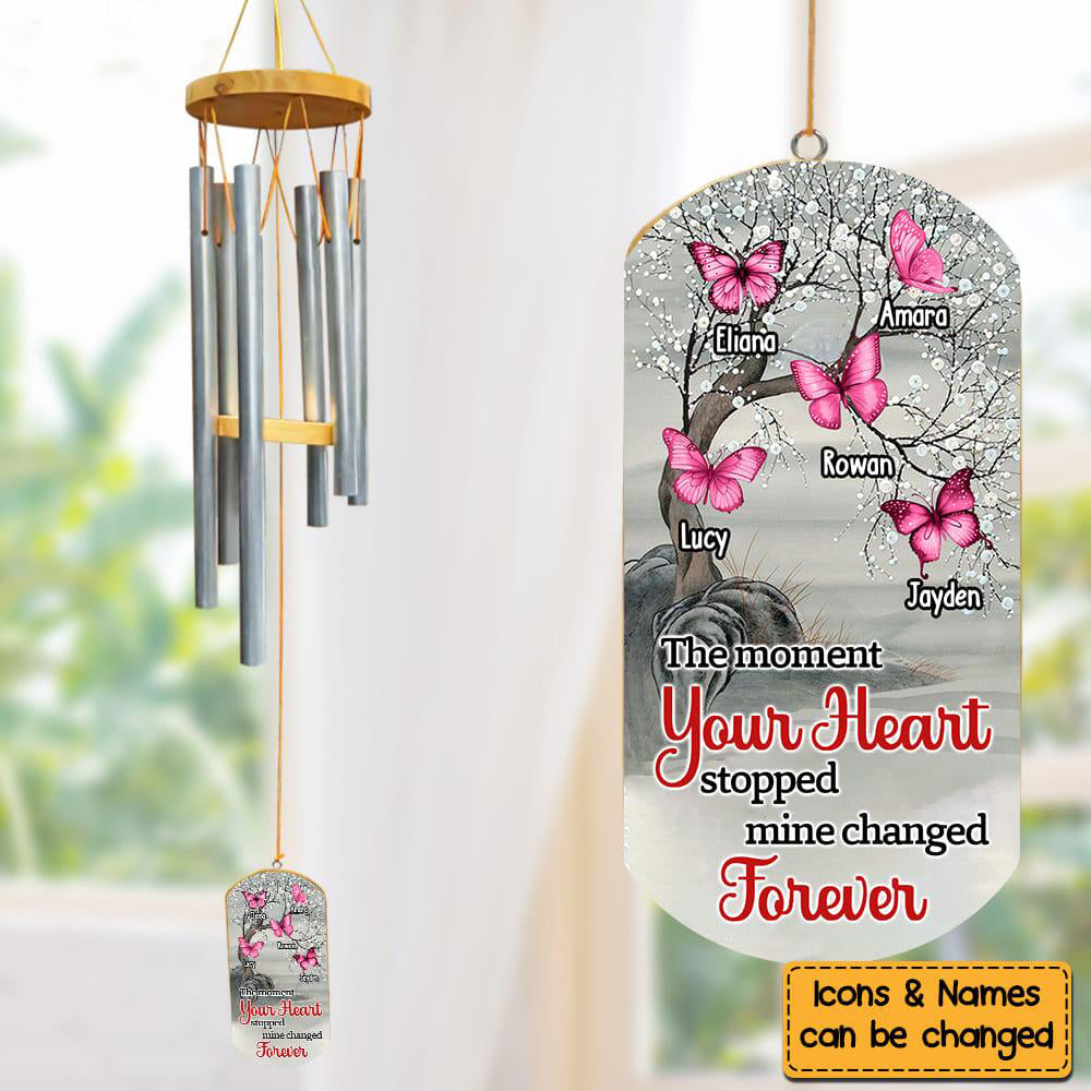 Memorial Gift The Moment Your Heart Stopped Mine Changed Forever Wind Chime