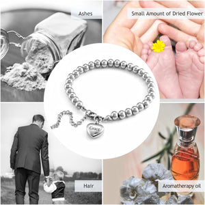 Personalized Heart Ashes Holder Bracelet, Memorial Keepsake