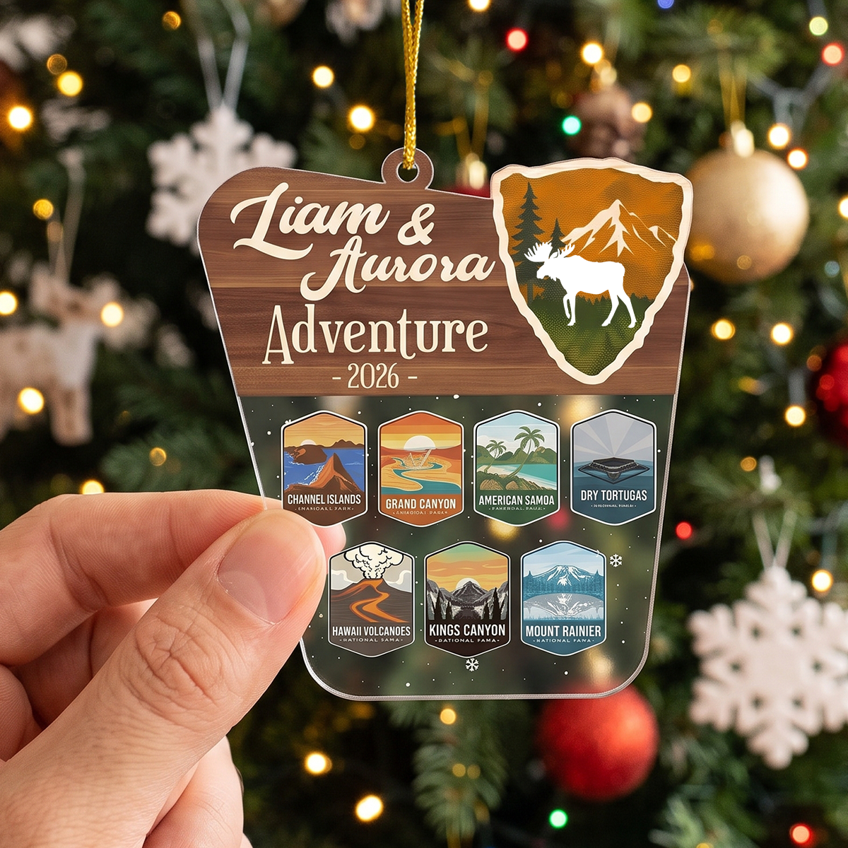 National Parks Photo Ornament, Personalized Couple Travelling Christmas Gift