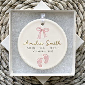 Personalized Baby Ornament, Birth Stats Keepsake Gift