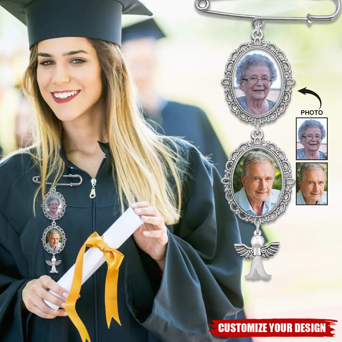 2025 Personalized Memorial Graduation Photo Pin-Grad Gown Memorial Gift
