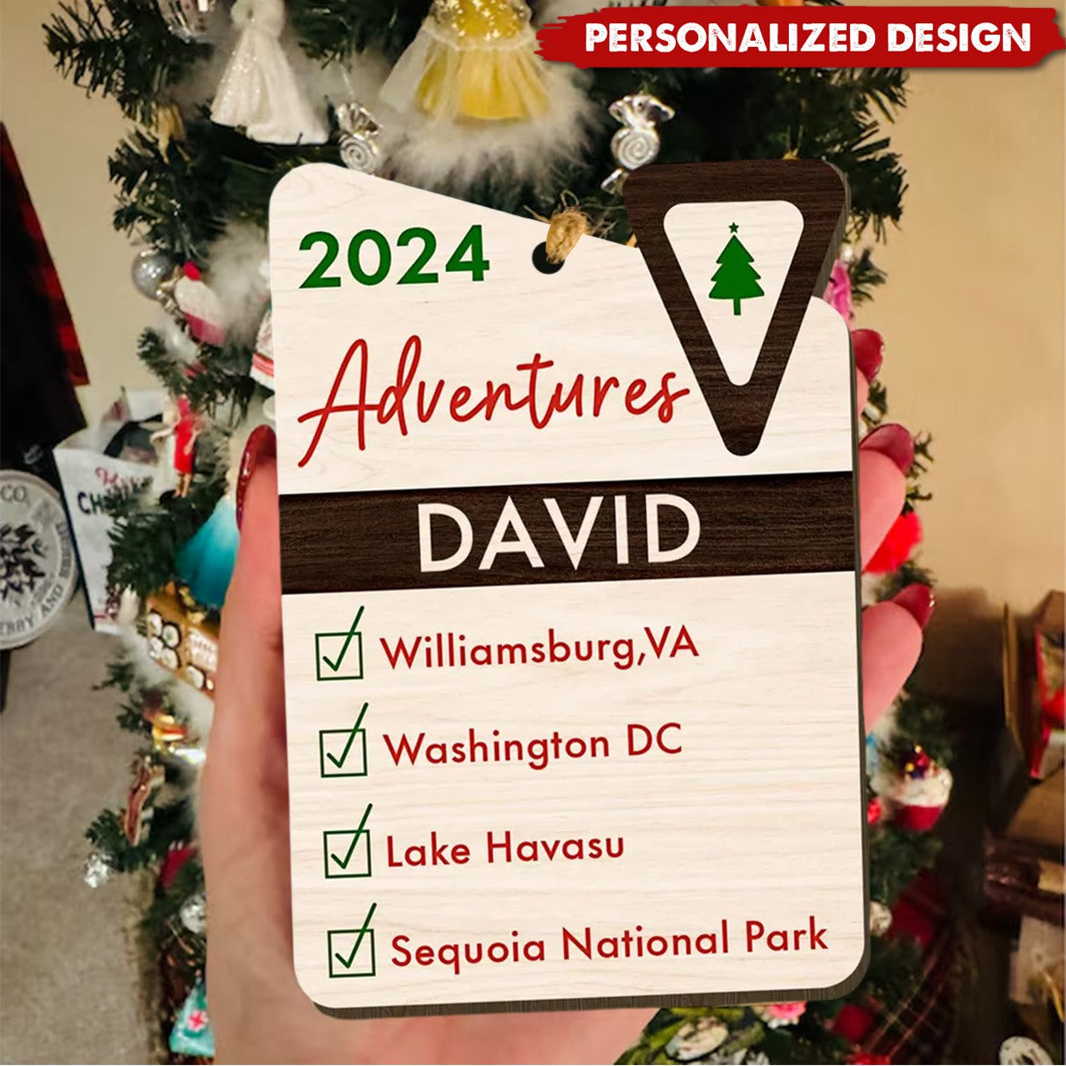 Personalized Adventure List Christmas Ornament, Travel Ornament, National Park Ornament