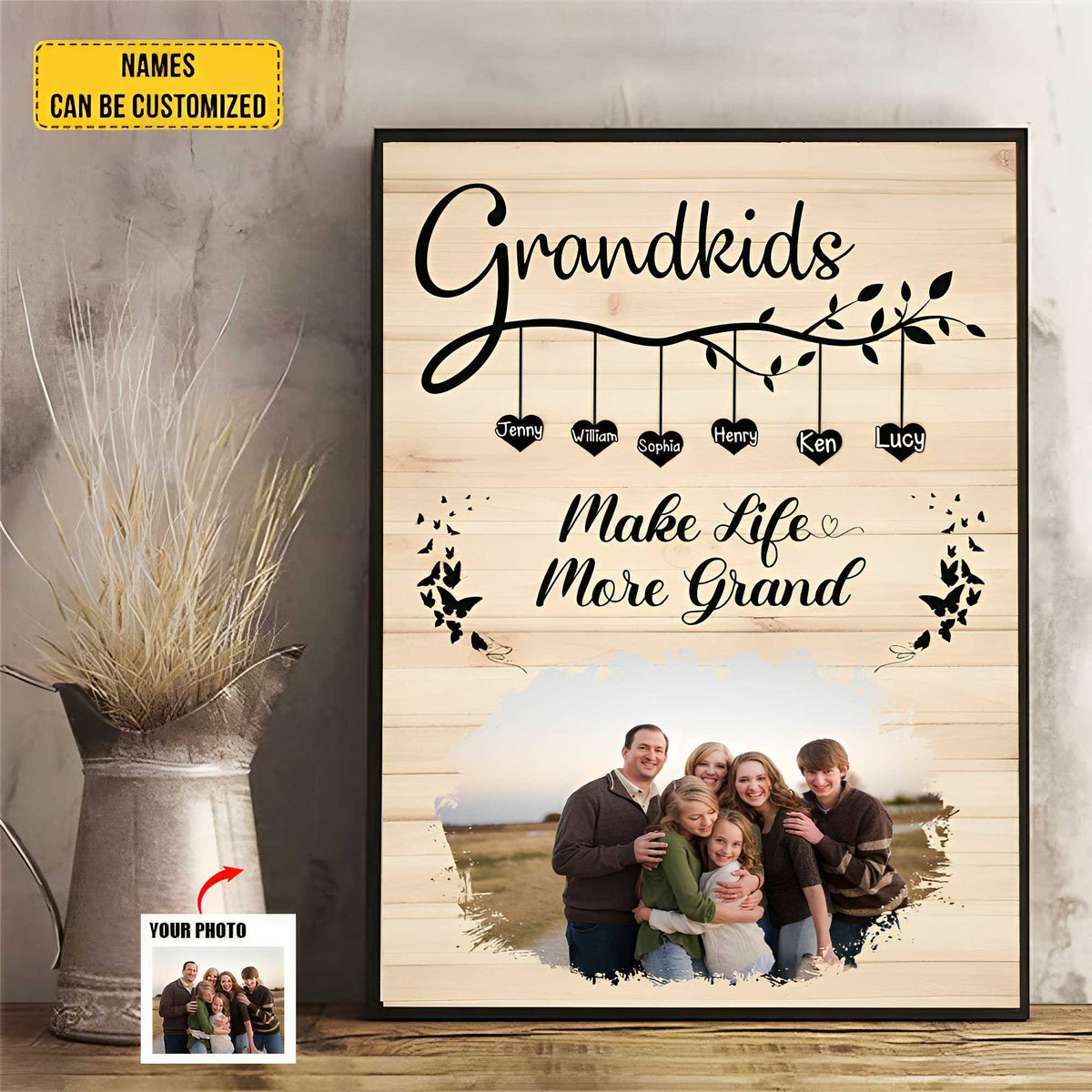Grandkids Make Life More Grand - Personalized Photo Canvas