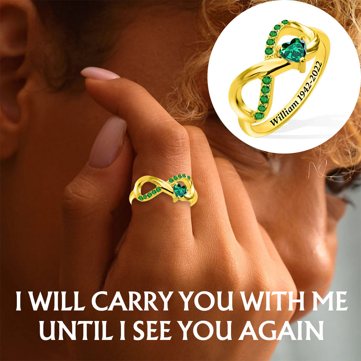Custom Eternal Love Birthstone Ring For Memorial Husband