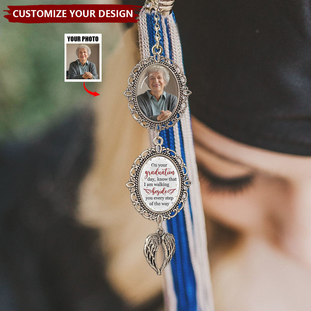 SAURON Graduation Walking Beside You Every Step - Custom Graduation Tassel Photo Charm