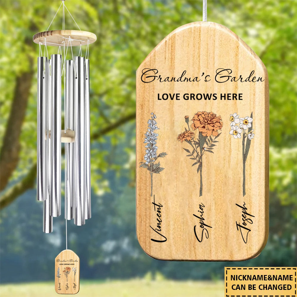 Personalized Grandma's Garden Wind Chimes