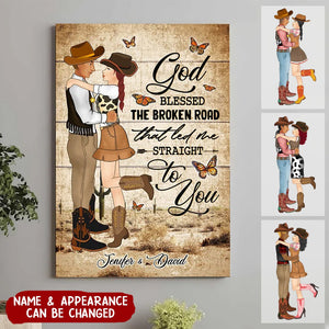 God Blessed The Broken Road That Led Me Straight To You Personalized Canvas
