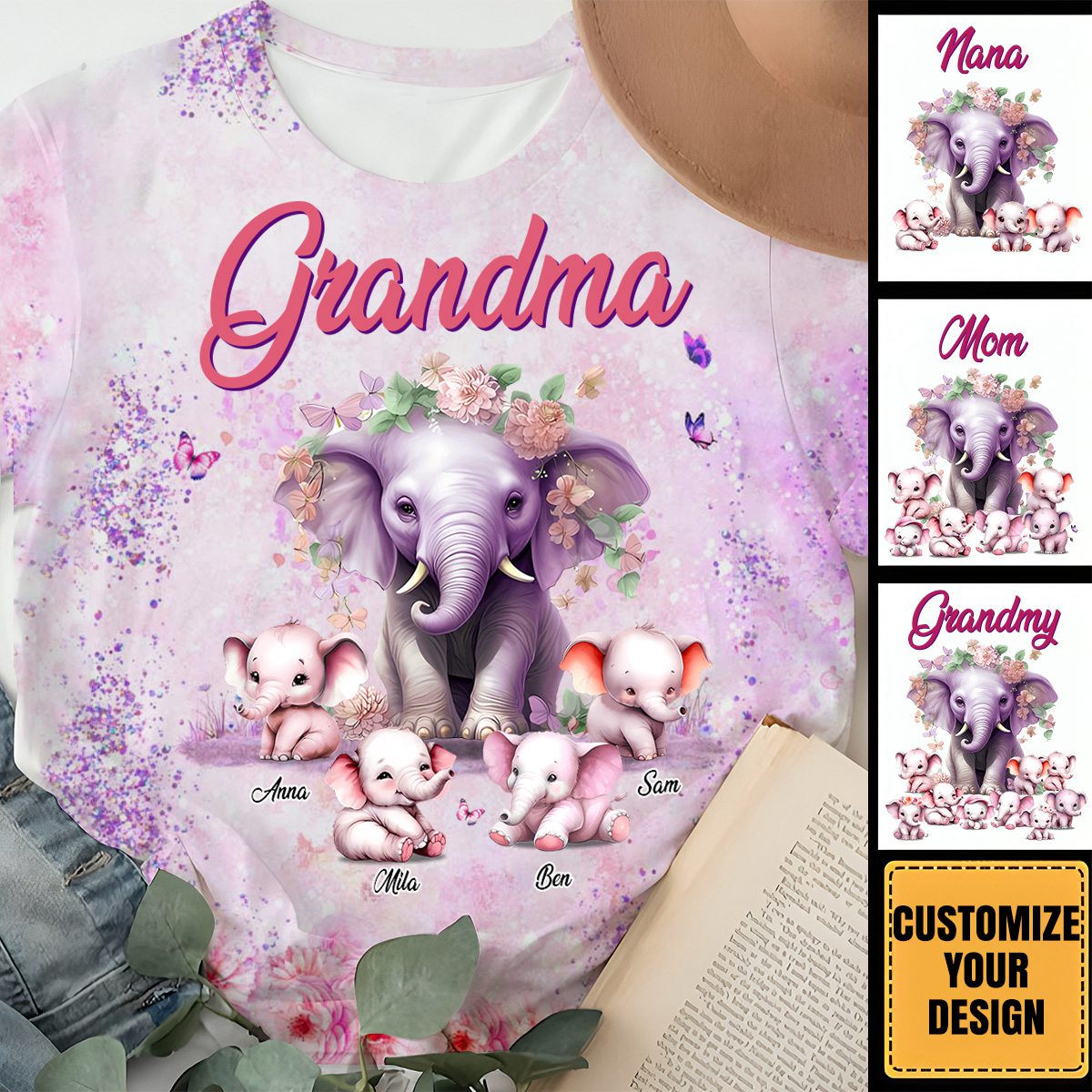 Gift For Grandma Elephants All-over Print T-shirt