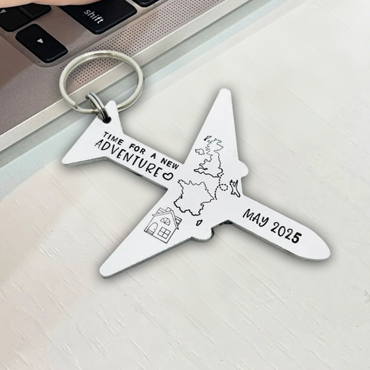 Time for a New Adventure Personalized Keychain,Gift for Traveler & Adventure