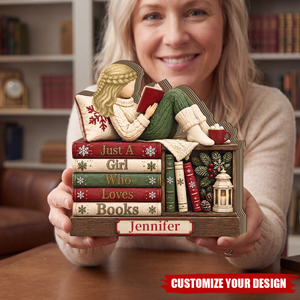Personalized Just A Girl Who Loves Books Plaque, Bookish Christmas Gift for Her