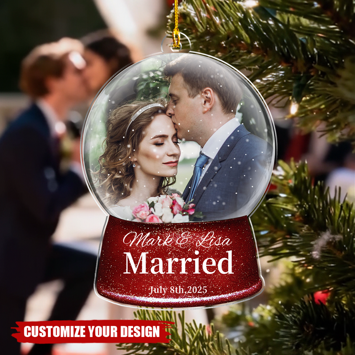 Engaged Married Custom Photo Ornament,Wedding Ornament