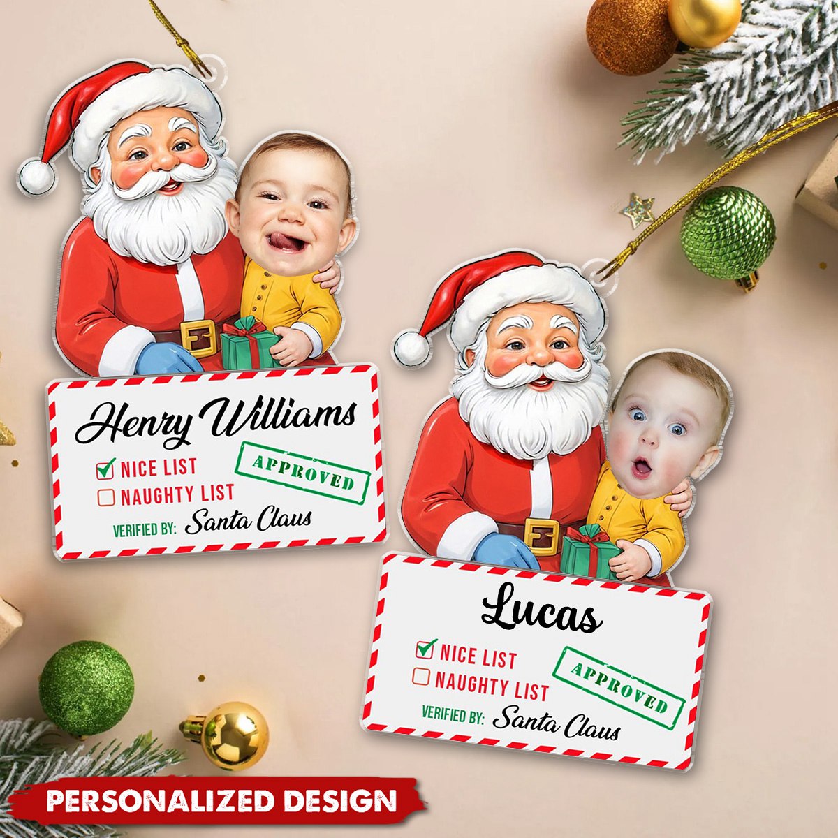Personalized Christmas Gift Kids Photo With Santa - Upload Photo