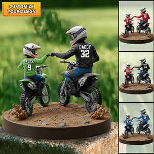 Dirt Bike Dad And Kid - Personalized Dirt Bike Custom Shaped Acrylic Plaque