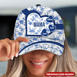 Personalized Cap With Blue Flower, Gift For Grandma,Mom