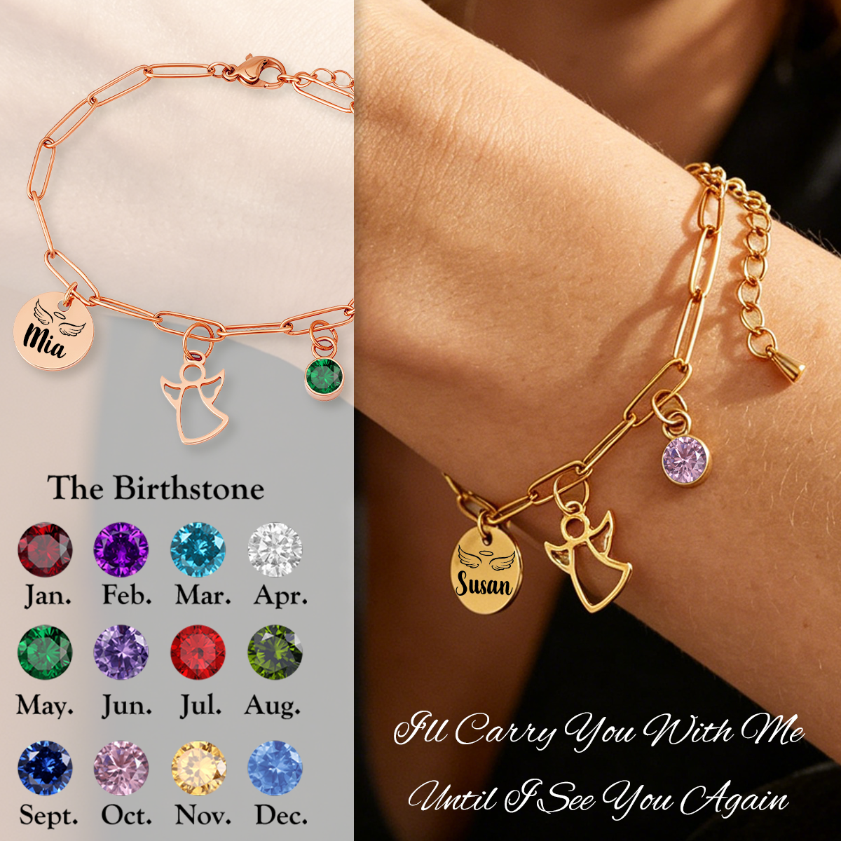 Custom Engraved Name Angel Bracelet, Memorial Gift
