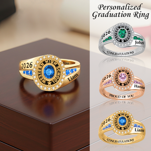 Personalized Engraved Birthstone Graduation Ring Gift for Graduates