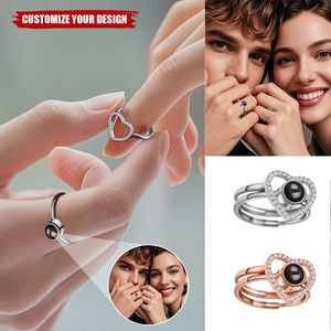Custom Stackable 925 Silver Rings With Photo Projection