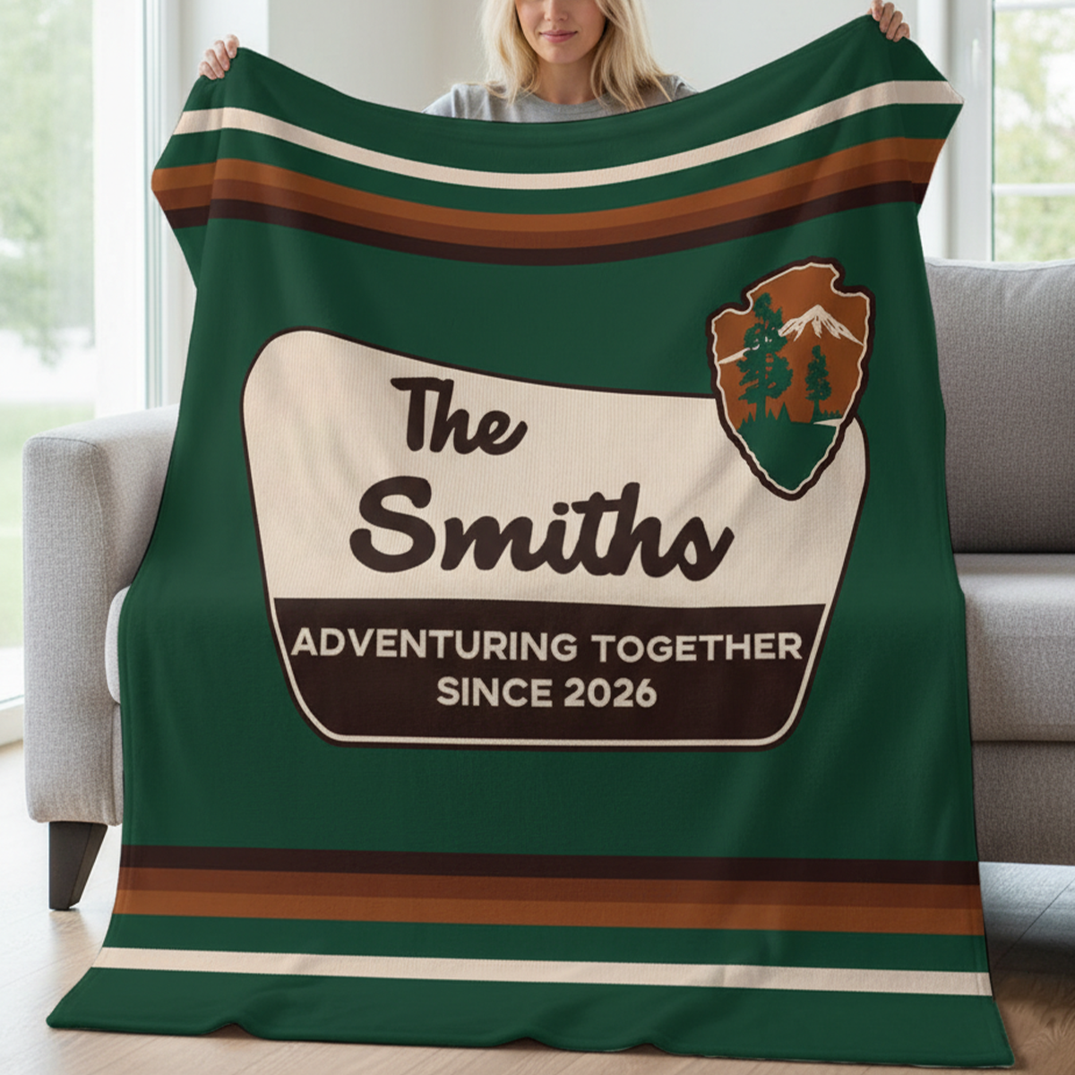 Personalized National Parks Anniversary Blanket For Couples, Fmaily