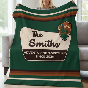 Personalized National Parks Anniversary Blanket For Couples, Fmaily