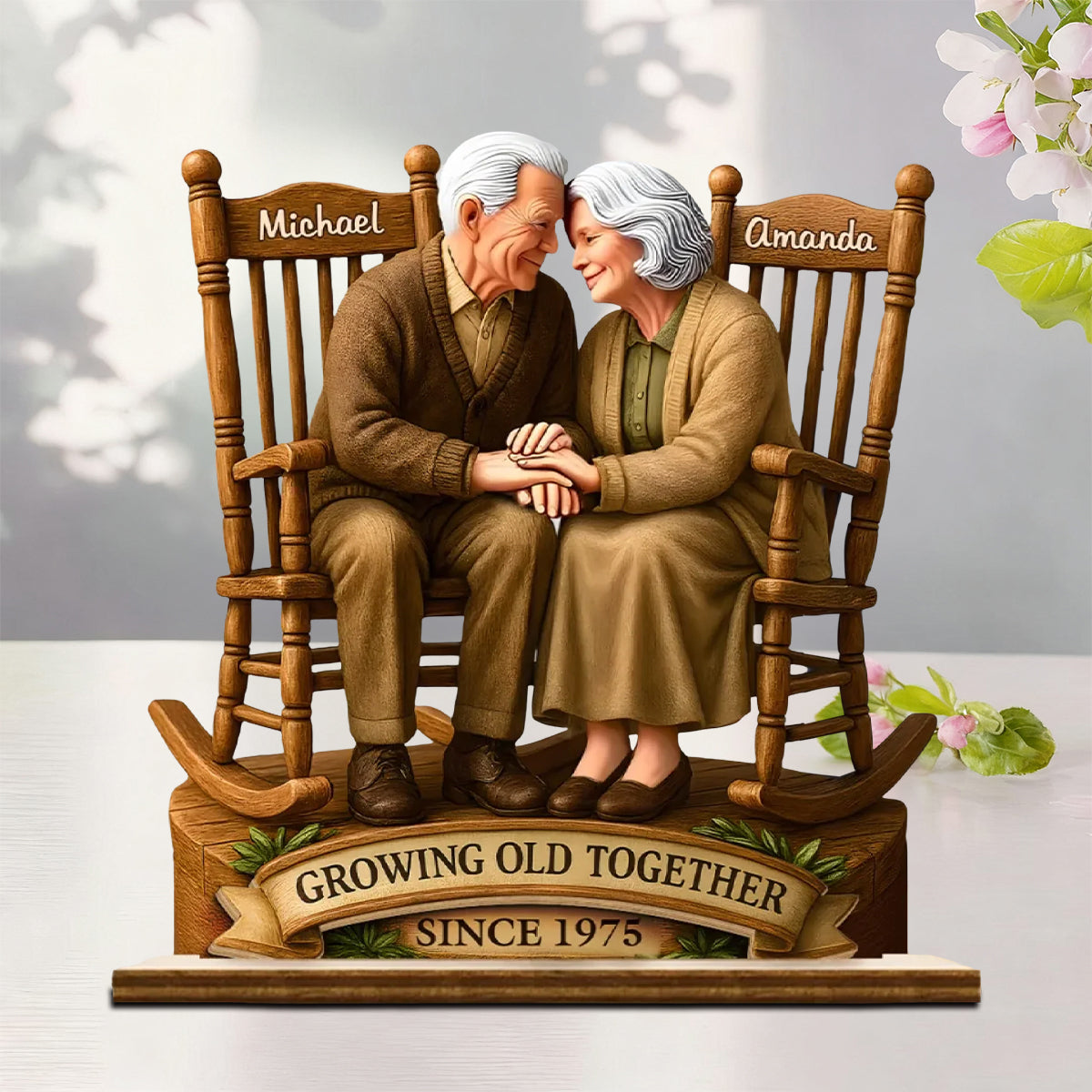 Love That Grows With Time Couple Personalized Wood Plaque