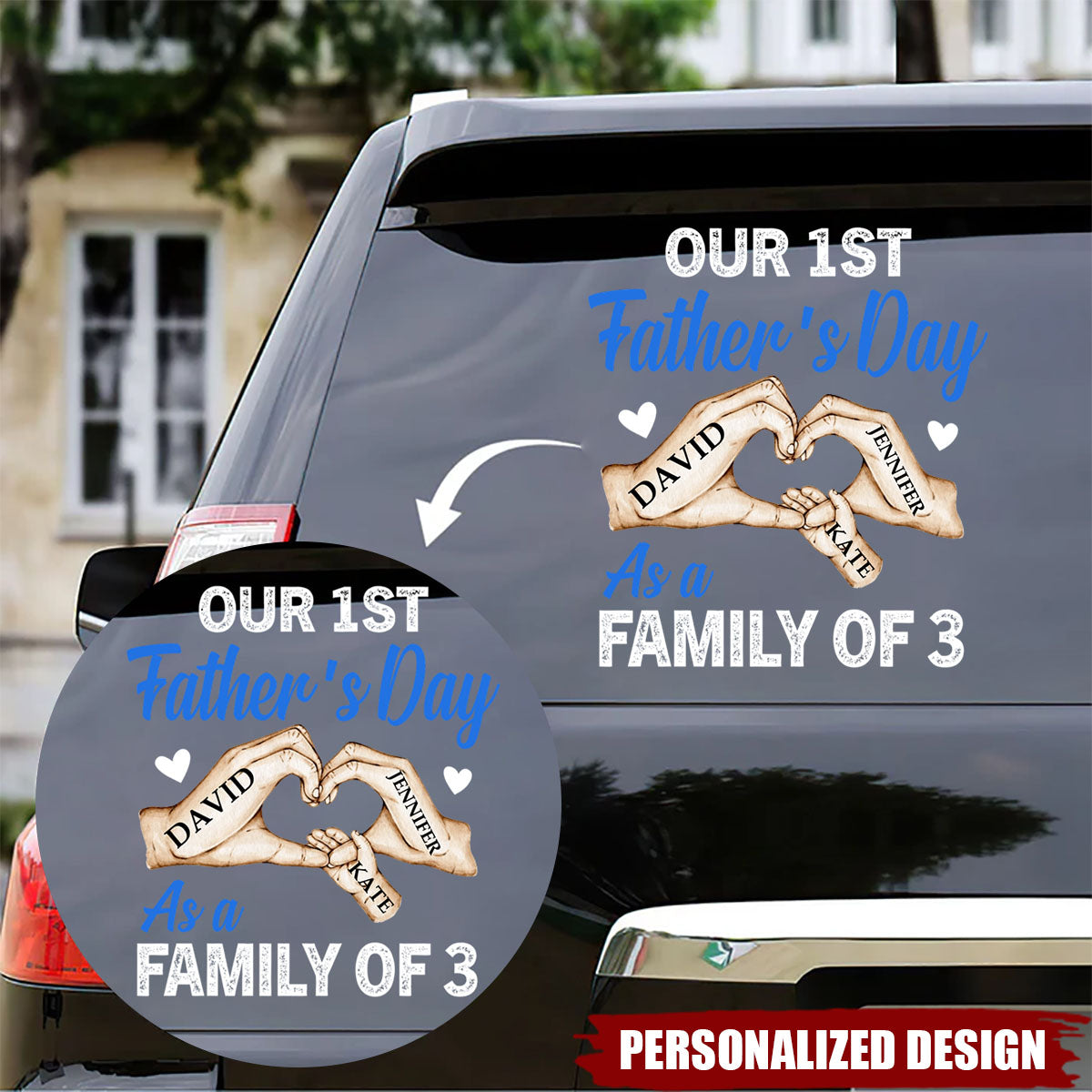 First Father's Day As A Family of 3-4-5 - Personalized Sticker