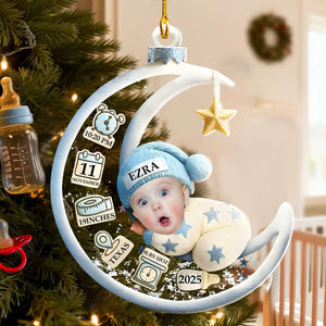 Personalized Baby Sleeping On The Moon Christmas Ornament