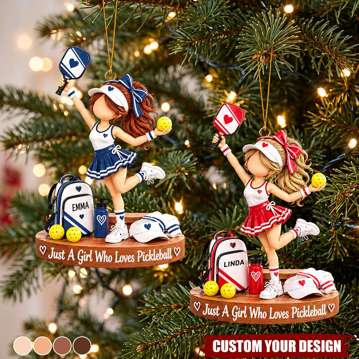 Personalized Pickleball Girl Christmas Ornament, Pickleball Lover Gift For Her