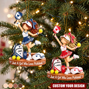 Personalized Pickleball Girl Christmas Ornament, Pickleball Lover Gift For Her