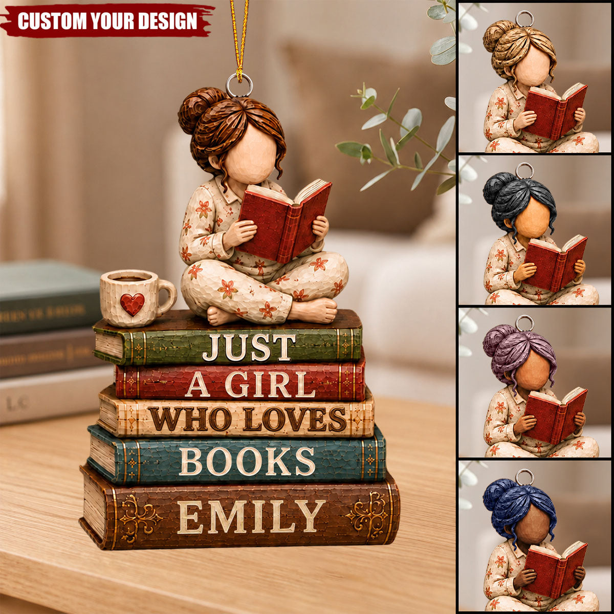 Just A Girl Who Loves Books Ornament, Reading Book Tree Decor